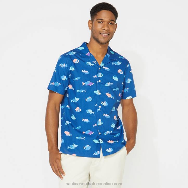Clear Sky Blue MenBig & Tall Classic Fit Printed Camp Shirt Nautica 6LZP725