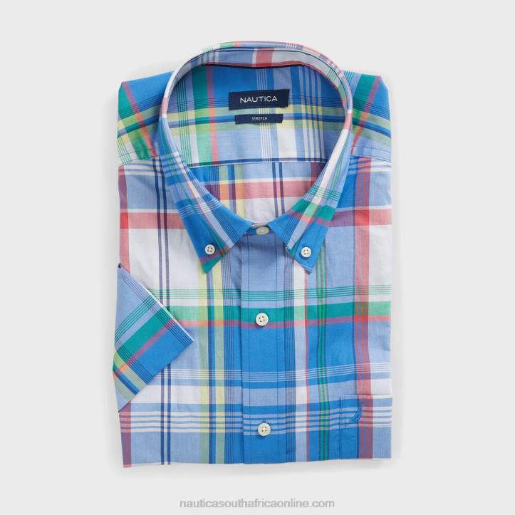 Clear Sky Blue MenBig & Tall Plaid Short Sleeve Shirt Nautica 6LZP558