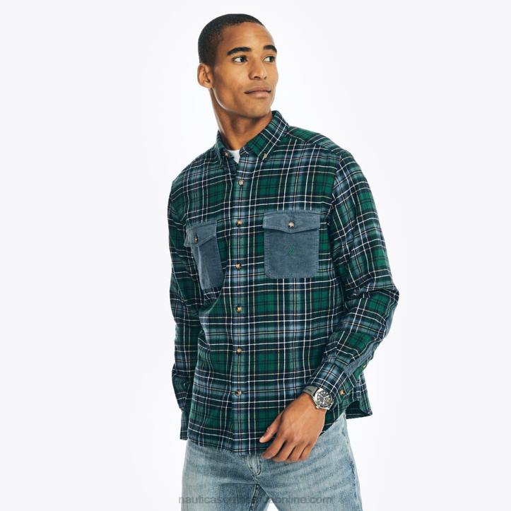 Cosmic Fern MenSustainably Crafted Flannel Plaid Shirt Nautica 6LZP474