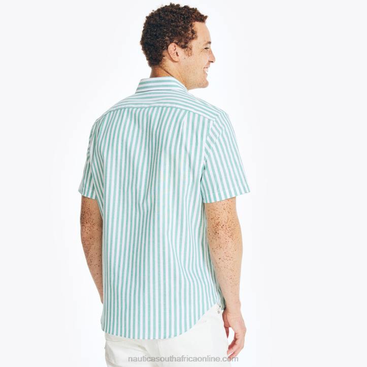 Dark Dill MenStriped Short-Sleeve Oxford Shirt Nautica 6LZP403
