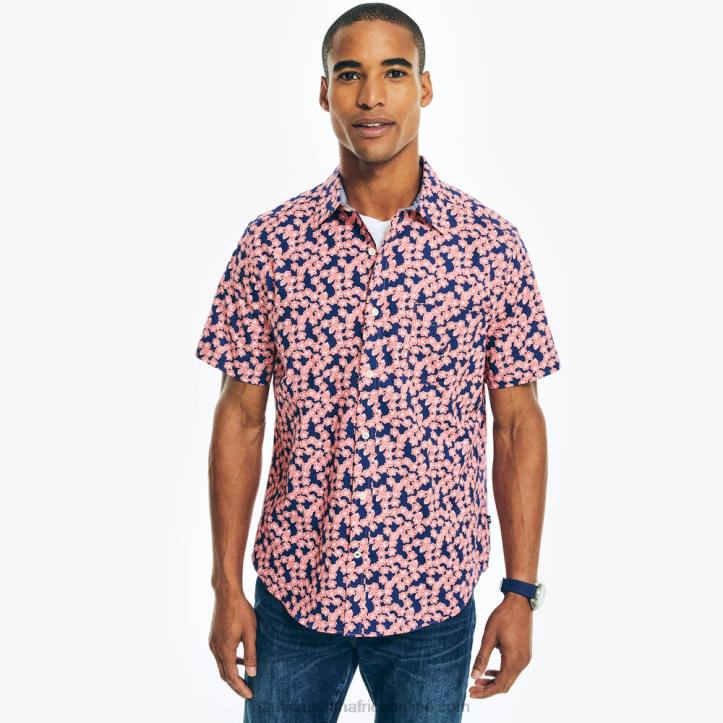 Dreamy Coral MenPrinted Poplin Short-Sleeve Shirt Nautica 6LZP549