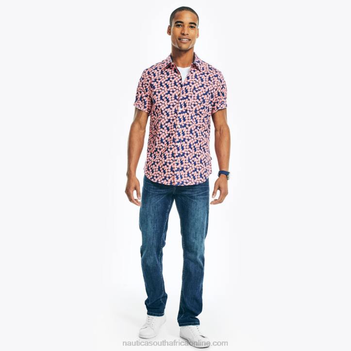 Dreamy Coral MenPrinted Poplin Short-Sleeve Shirt Nautica 6LZP549