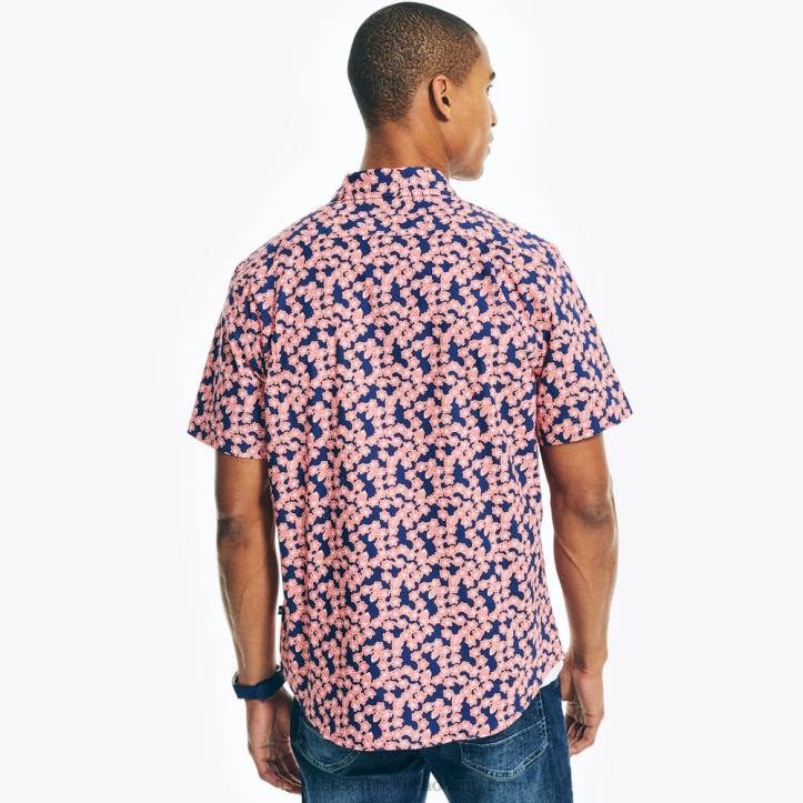 Dreamy Coral MenPrinted Poplin Short-Sleeve Shirt Nautica 6LZP549