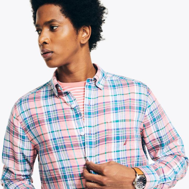 Dreamy Coral MenSustainably Crafted Plaid Shirt Nautica 6LZP446