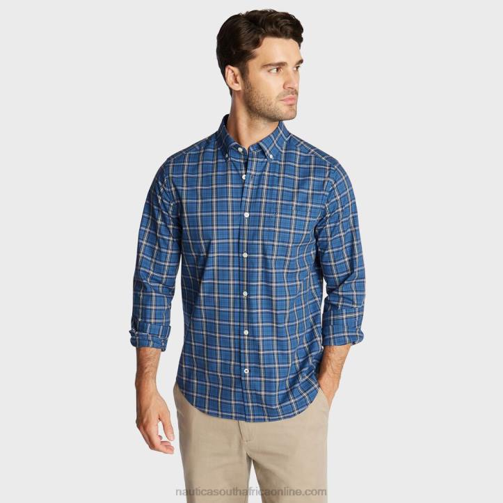 Ensign Blue MenBig & Tall Stretch Poplin Plaid Shirt Nautica 6LZP676
