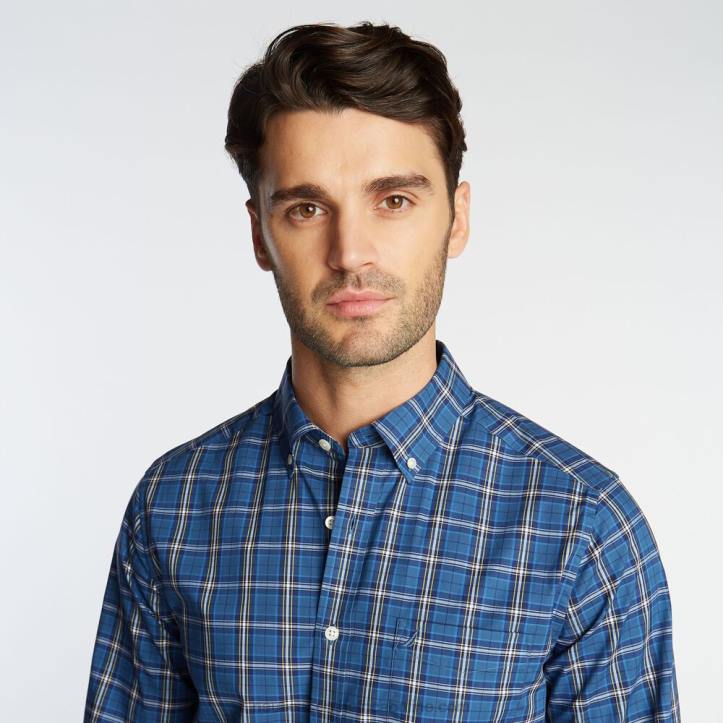 Ensign Blue MenBig & Tall Stretch Poplin Plaid Shirt Nautica 6LZP676