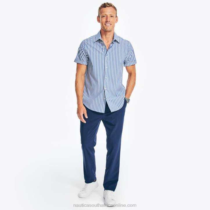 Estate Blue MenNavtech Trim Fit Striped Short-Sleeve Shirt Nautica 6LZP199