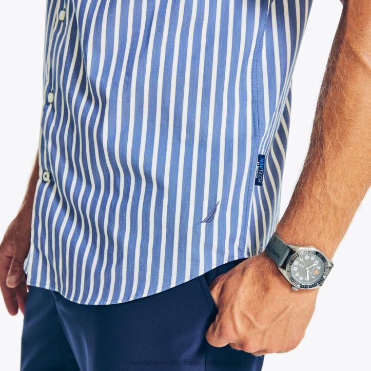 Estate Blue MenNavtech Trim Fit Striped Short-Sleeve Shirt Nautica 6LZP199