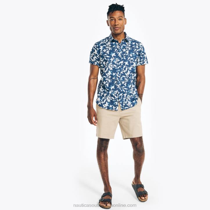 Estate Blue MenPrinted Poplin Short-Sleeve Shirt Nautica 6LZP486