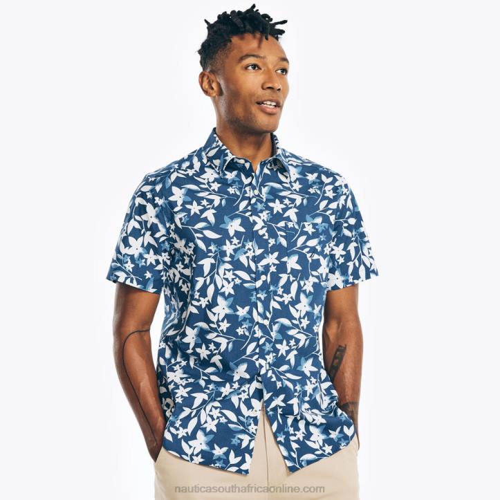 Estate Blue MenPrinted Poplin Short-Sleeve Shirt Nautica 6LZP486