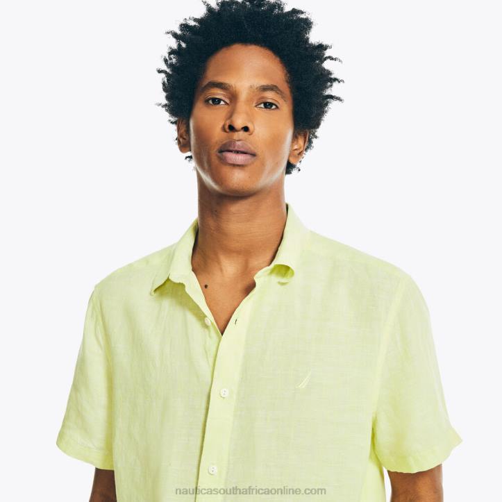 Hillside Olive MenSustainably Crafted Linen Short-Sleeve Shirt Nautica 6LZP695