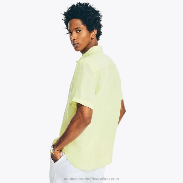 Hillside Olive MenSustainably Crafted Linen Short-Sleeve Shirt Nautica 6LZP695
