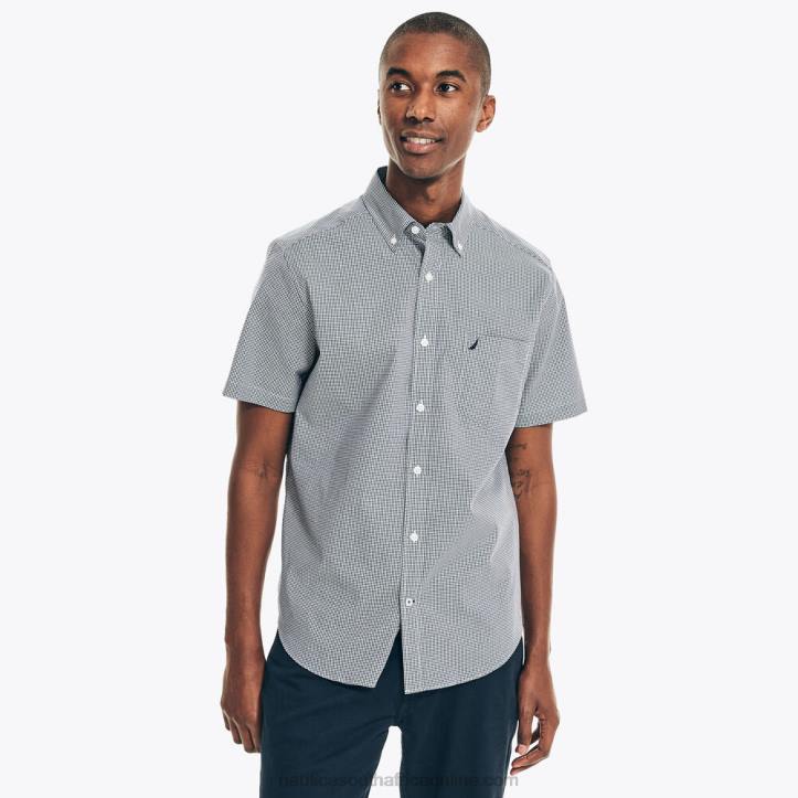 J Navy MenWrinkle-Resistant Plaid Wear To Work Short-Sleeve Shirt Nautica 6LZP42