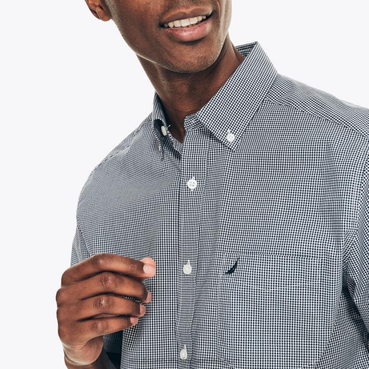 J Navy MenWrinkle-Resistant Plaid Wear To Work Short-Sleeve Shirt Nautica 6LZP42