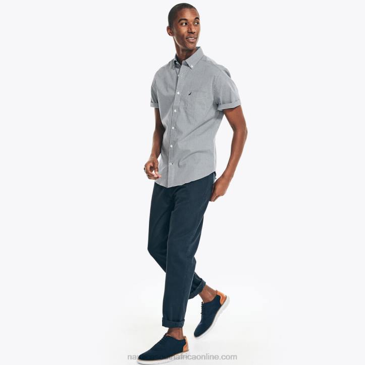 J Navy MenWrinkle-Resistant Plaid Wear To Work Short-Sleeve Shirt Nautica 6LZP42