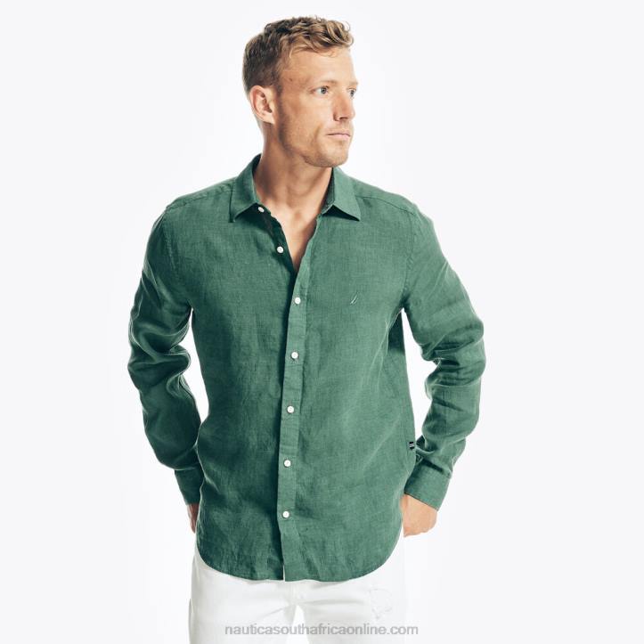 Lakeside Green MenSustainably Crafted Linen Shirt Nautica 6LZP706