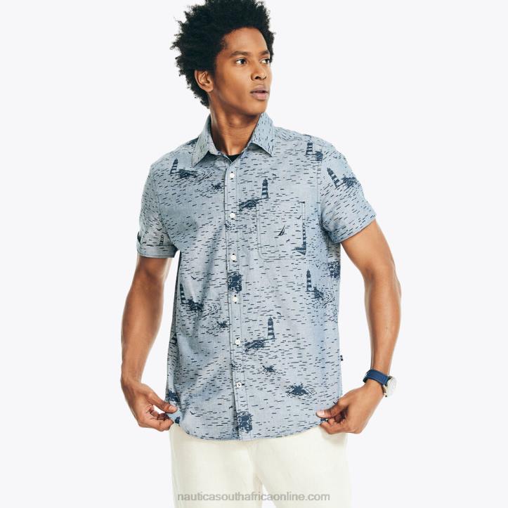 Lapis Blue MenPrinted Chambray Short-Sleeve Shirt Nautica 6LZP484
