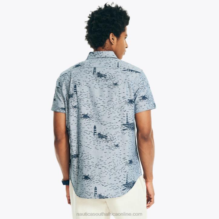 Lapis Blue MenPrinted Chambray Short-Sleeve Shirt Nautica 6LZP484