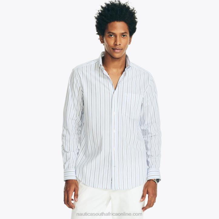 Light Tide Water Wash MenWrinkle-Resistant Striped Wear To Work Shirt Nautica 6LZP402