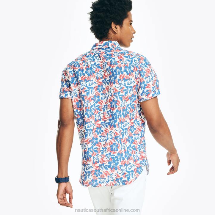 Marshmallow MenSustainably Crafted Printed Linen Short-Sleeve Shirt Nautica 6LZP245