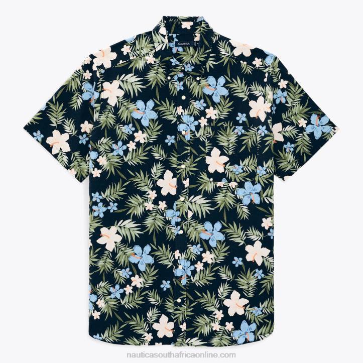 Navy MenBig & Tall Sustainably Crafted Floral-Print Linen Short-Sleeve Shirt Nautica 6LZP371