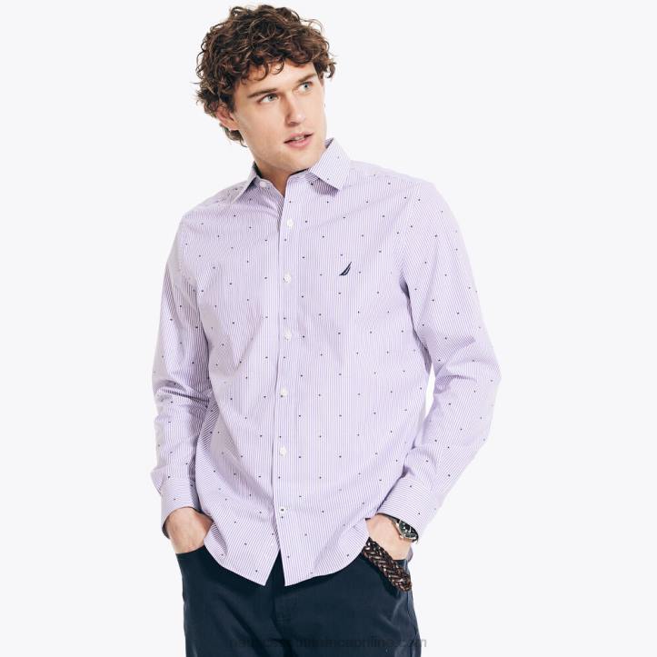 Ocean Violet MenWrinkle-Resistant Plaid Wear To Work Shirt Nautica 6LZP421