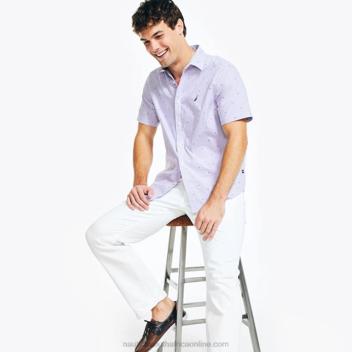 Ocean Violet MenWrinkle-Resistant Wear To Work Short-Sleeve Shirt Nautica 6LZP539