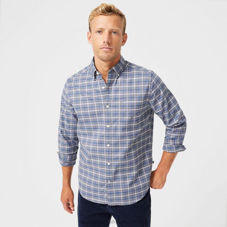 Pewter Grey MenBig & Tall Classic Fit Plaid Oxford Shirt Nautica 6LZP664