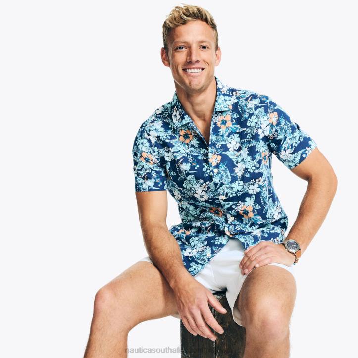 Pure Adriatic Sea Wash MenSustainably Crafted Printed Short-Sleeve Shirt Nautica 6LZP453