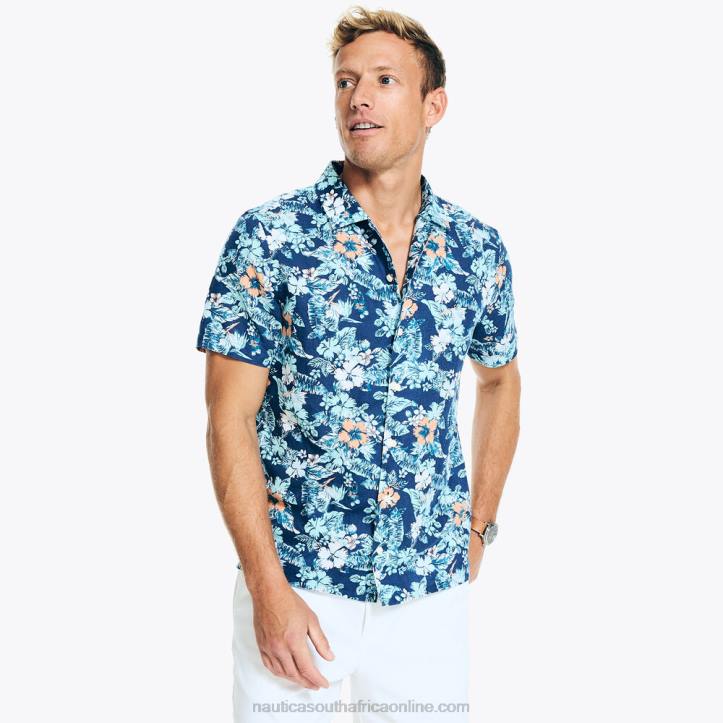 Pure Adriatic Sea Wash MenSustainably Crafted Printed Short-Sleeve Shirt Nautica 6LZP453