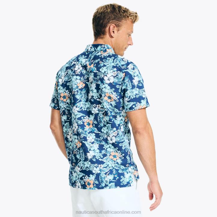 Pure Adriatic Sea Wash MenSustainably Crafted Printed Short-Sleeve Shirt Nautica 6LZP453