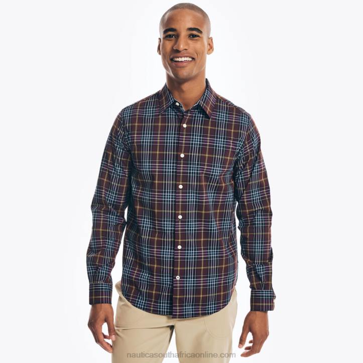 Rio Red MenNavtech Trim Fit Plaid Shirt Nautica 6LZP602