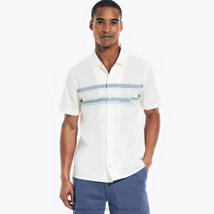 Sail White MenSustainably Crafted Chest-Stripe Short-Sleeve Camp Shirt Nautica 6LZP496