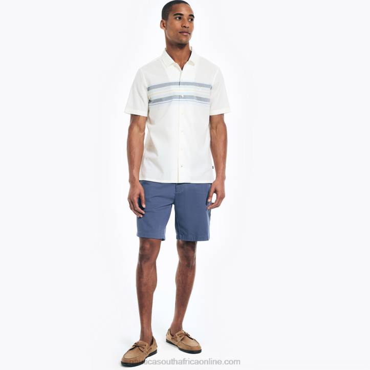 Sail White MenSustainably Crafted Chest-Stripe Short-Sleeve Camp Shirt Nautica 6LZP496