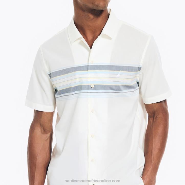 Sail White MenSustainably Crafted Chest-Stripe Short-Sleeve Camp Shirt Nautica 6LZP496