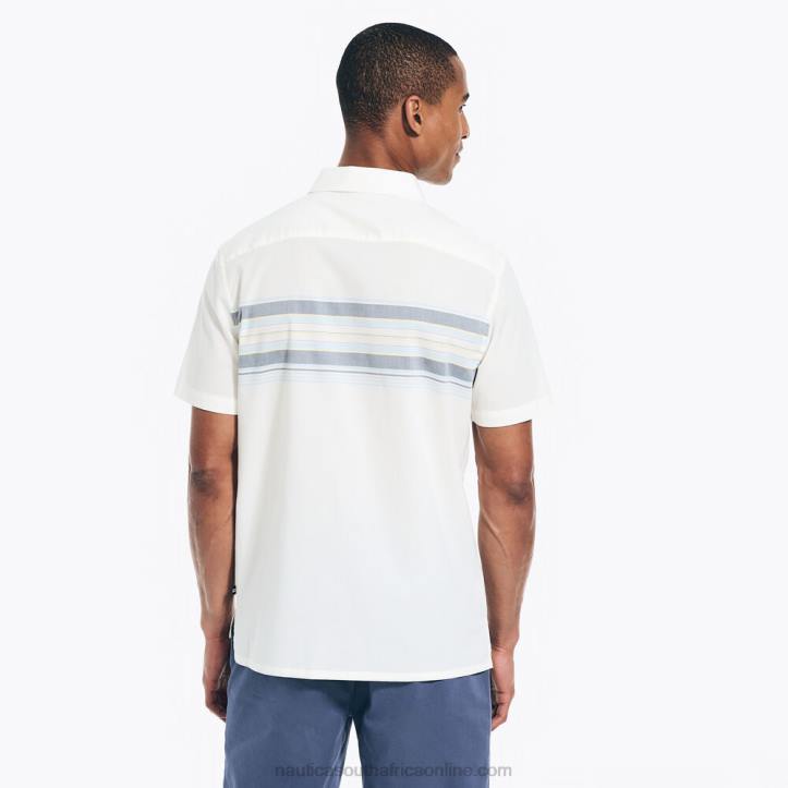 Sail White MenSustainably Crafted Chest-Stripe Short-Sleeve Camp Shirt Nautica 6LZP496