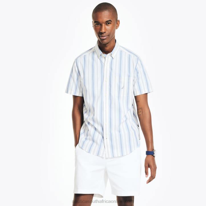 Sail White MenSustainably Crafted Striped Short-Sleeve Shirt Nautica 6LZP427