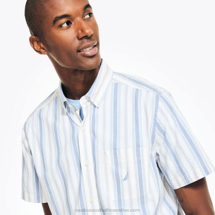 Sail White MenSustainably Crafted Striped Short-Sleeve Shirt Nautica 6LZP427