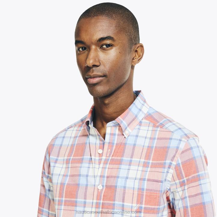 Sailor Red MenHeathered Plaid Short-Sleeve Oxford Shirt Nautica 6LZP541