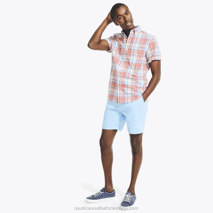 Sailor Red MenHeathered Plaid Short-Sleeve Oxford Shirt Nautica 6LZP541
