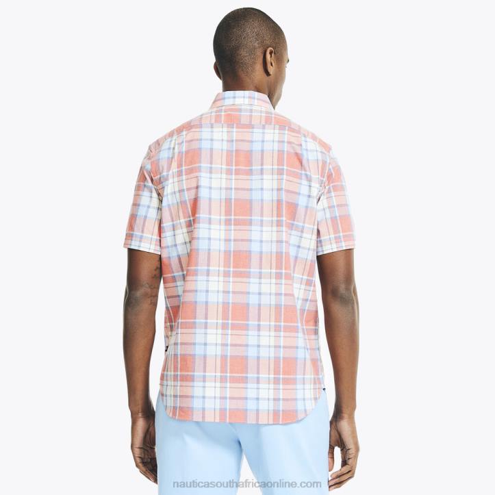 Sailor Red MenHeathered Plaid Short-Sleeve Oxford Shirt Nautica 6LZP541