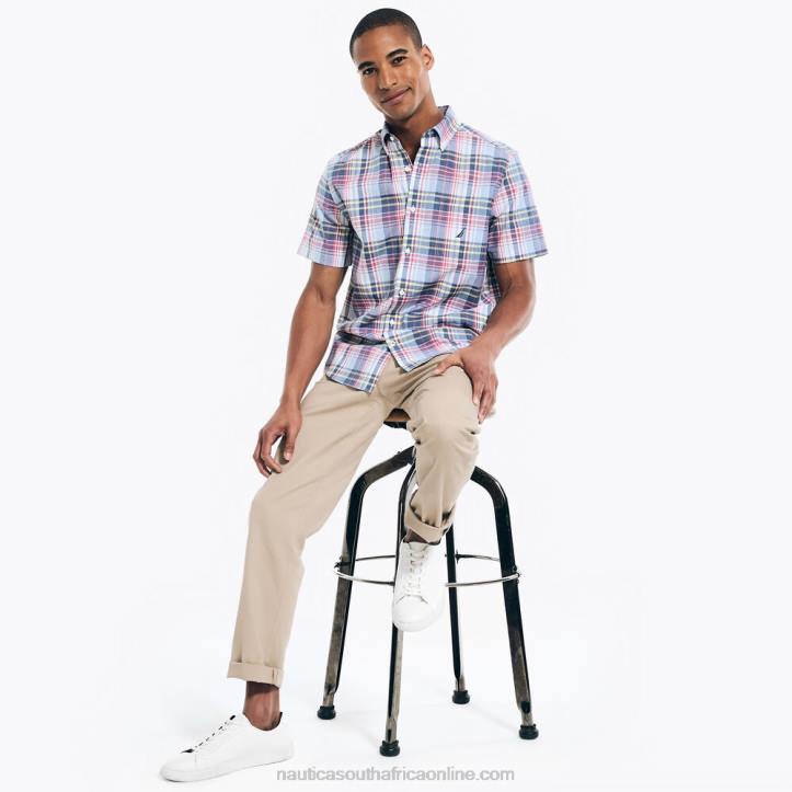 Sea Mist MenBig & Tall Heathered Plaid Short-Sleeve Shirt Nautica 6LZP396