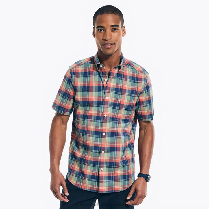 Shaded Spruce Heather MenSustainably Crafted Plaid Short-Sleeve Shirt Nautica 6LZP188
