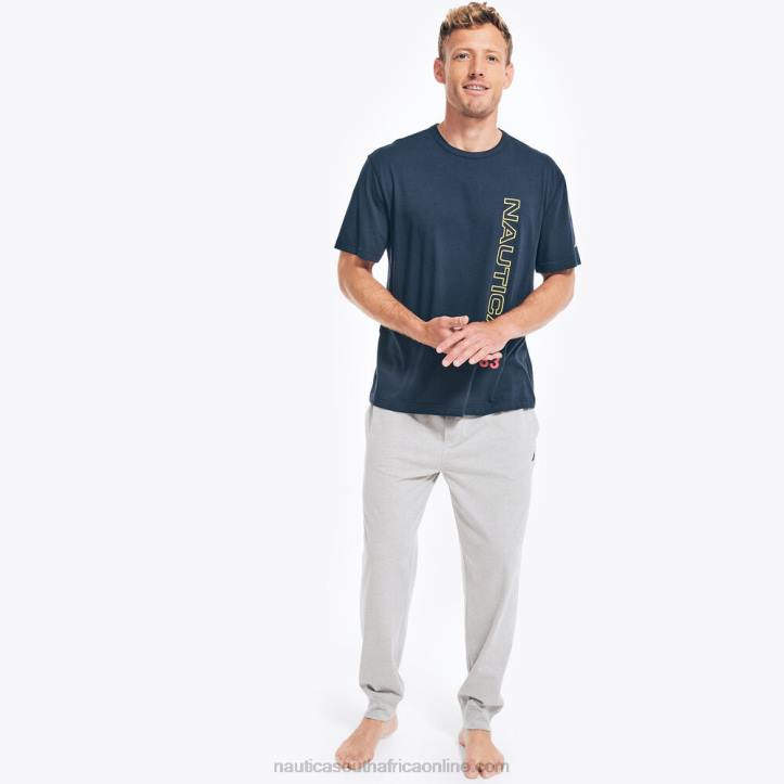 Navy MenLogo Graphic T-Shirt Pajama Pant Set Nautica 6LZP460