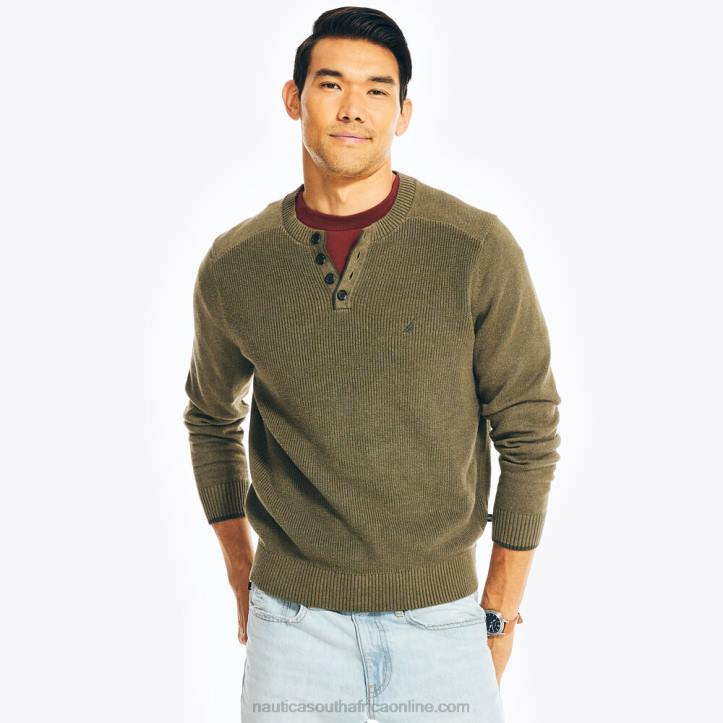 Dark Hunter MenSustainably Crafted Long-Sleeve Henley Sweater Nautica 6LZP544