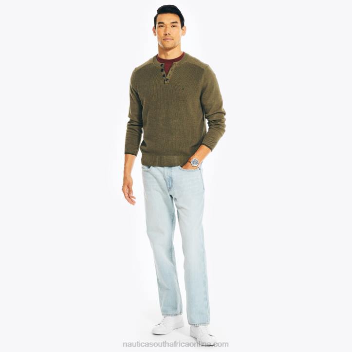 Dark Hunter MenSustainably Crafted Long-Sleeve Henley Sweater Nautica 6LZP544