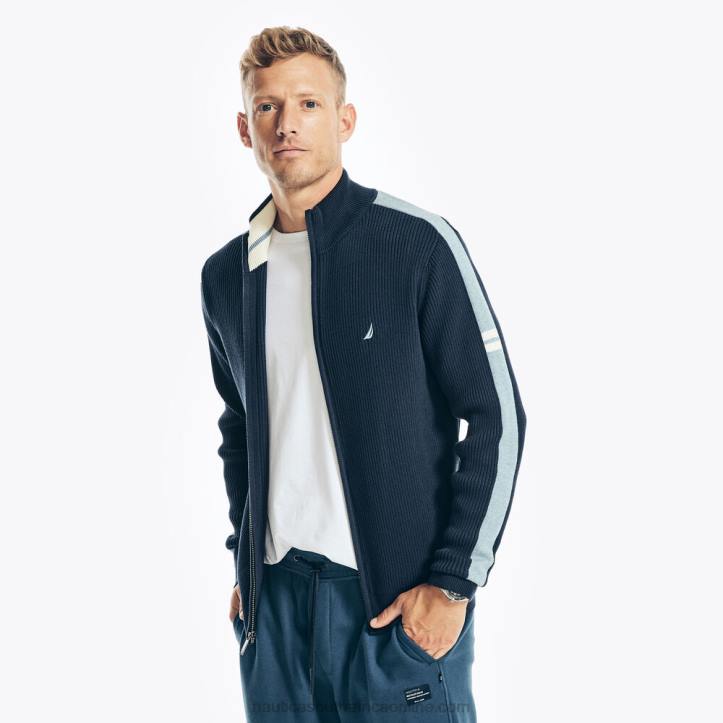 Navy MenMock-Neck Full-Zip Sweater Nautica 6LZP201