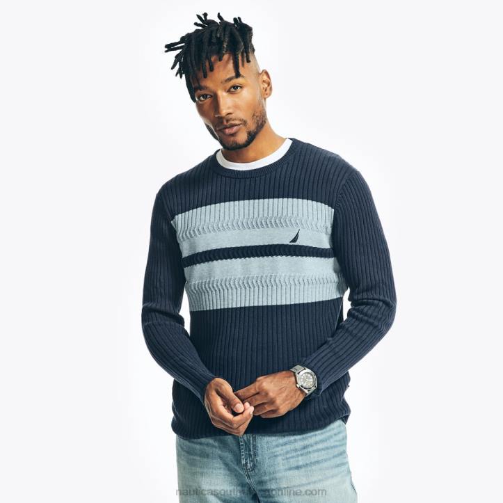 Navy MenStriped Crewneck Sweater Nautica 6LZP325