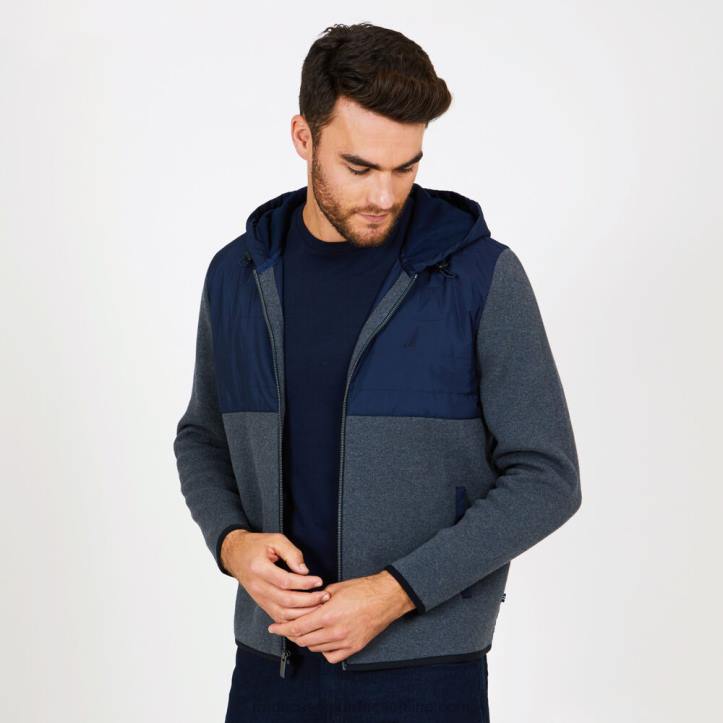 Charcoal Heather MenBig & Tall Mixed Media Colorblock Hoodie Nautica 6LZP575
