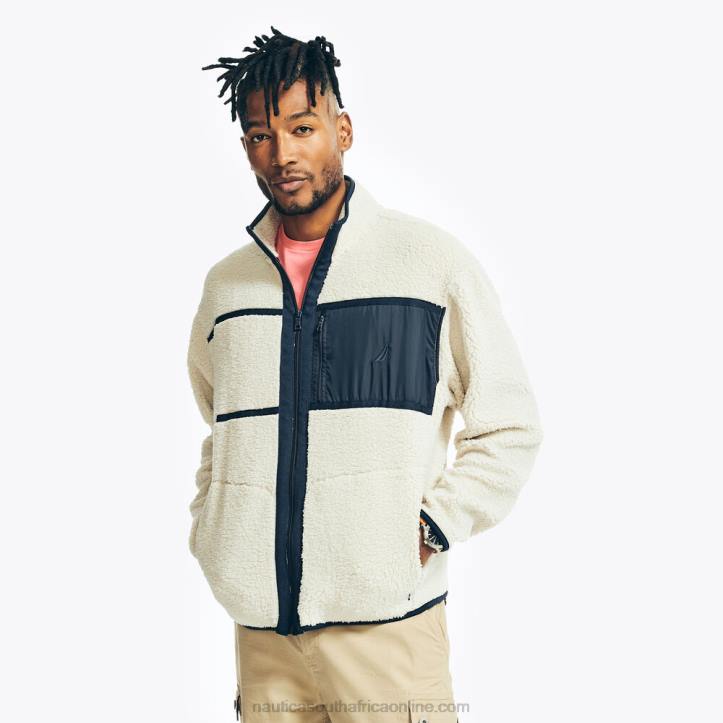 Nautica Stone MenSustainably Crafted Faux Shearling Full-Zip Sweatshirt Nautica 6LZP198